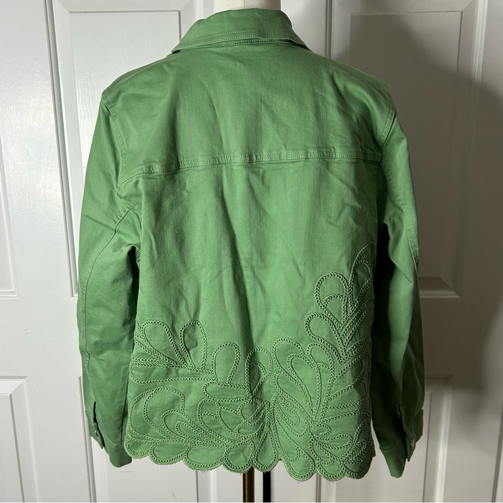 NWT Susan Graver Color Denim Jacket with Soutache (size L) - Picture 7 of 10